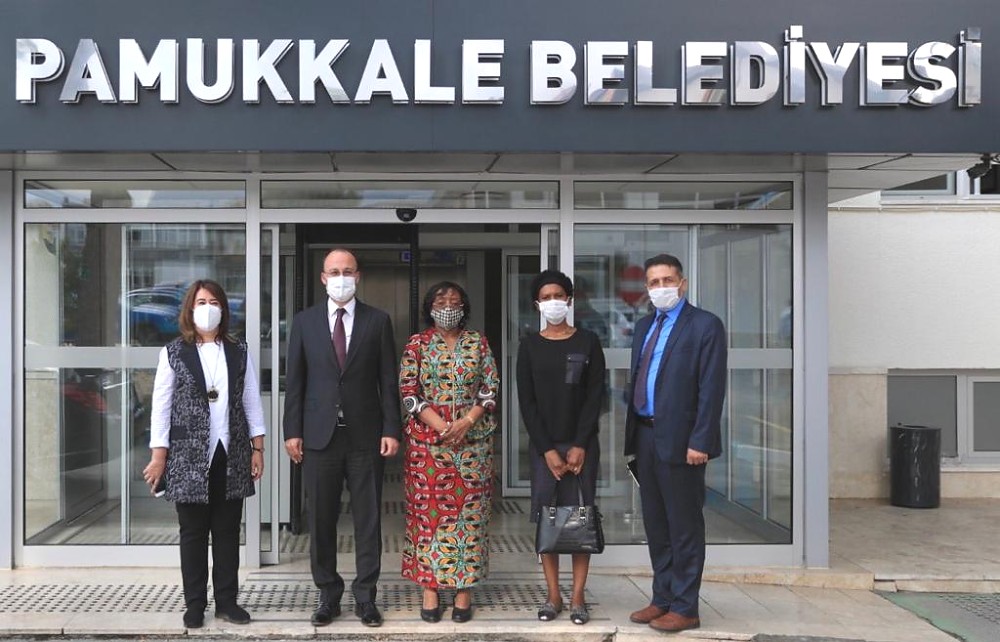 Ambassador Kiondo with the Mayor of Pamukkale Mr. Orki and members at Mayor's office, Pamukkale.