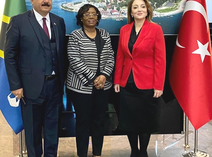 H.E Kiondo along with ULUSKON Chairwomen Ms. Atasoy and Board member Mr. Kıran at the Embassy.