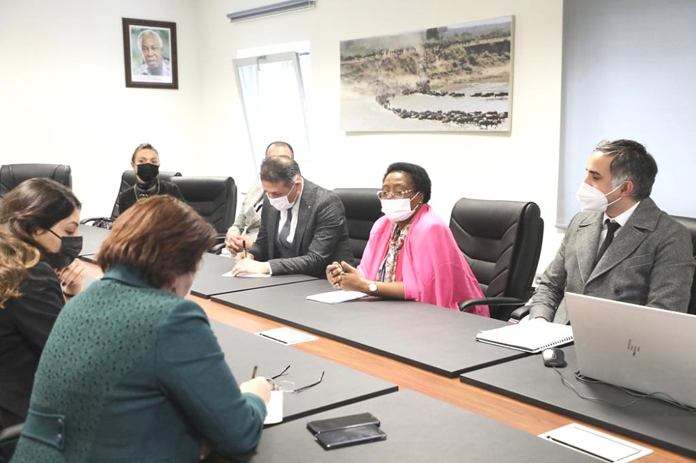 Ambassador Prof. Kiondo along with ULUSKON Members during the meeting at the Embassy.