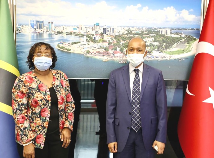 H.E Prof. Elizabeth Kiondo together with Mr. Ranamane at the Embassy.